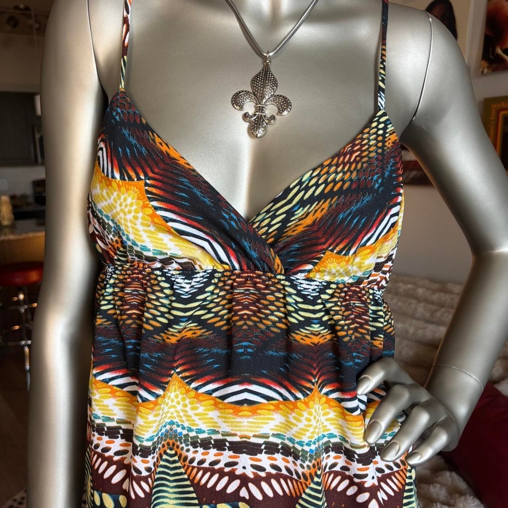 IXX Abstract Tribal Print Slip Dress Colorful Boho Mini Dress 🌿